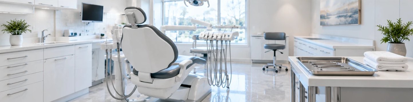 Dental treatment room cleaned and sanitized after hours