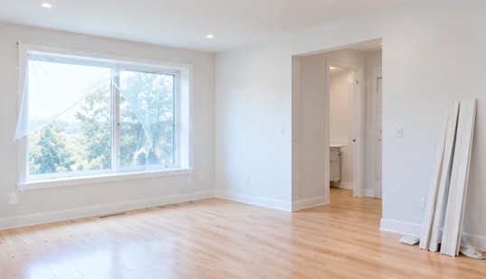 Newly built interior cleaned and dust-free after construction